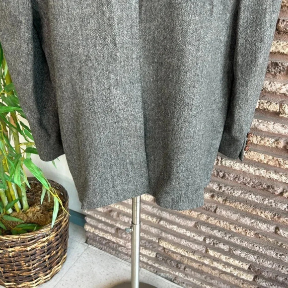 Bill Blass Vintage 100% Camel Hair Gray Brown Herringbone Tweed Blazer - Picture 4 of 8